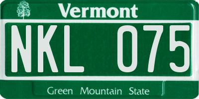 VT license plate NKL075