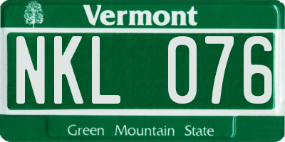 VT license plate NKL076