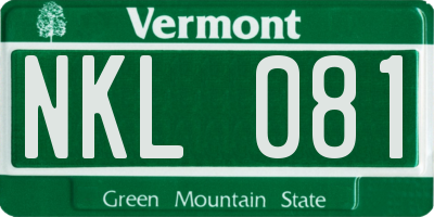 VT license plate NKL081