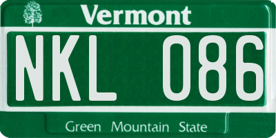 VT license plate NKL086