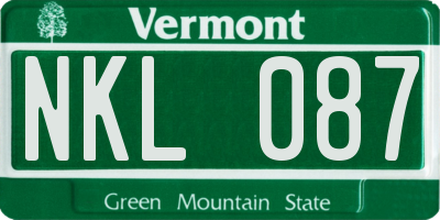VT license plate NKL087
