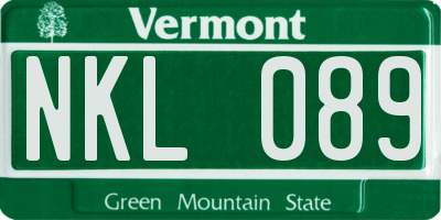 VT license plate NKL089