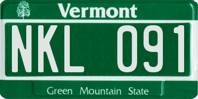 VT license plate NKL091