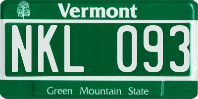 VT license plate NKL093