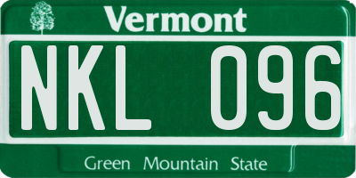 VT license plate NKL096