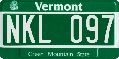 VT license plate NKL097