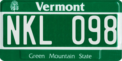 VT license plate NKL098