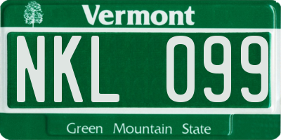 VT license plate NKL099