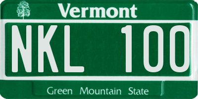 VT license plate NKL100