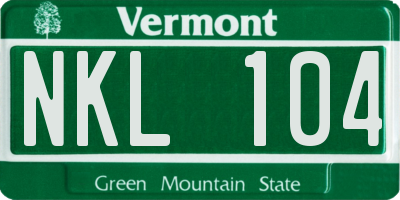 VT license plate NKL104