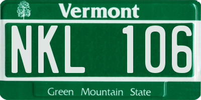 VT license plate NKL106
