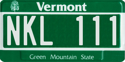 VT license plate NKL111