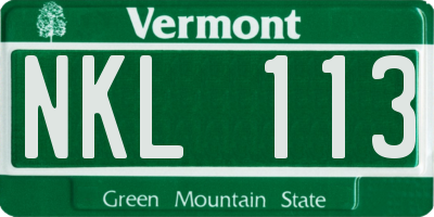 VT license plate NKL113