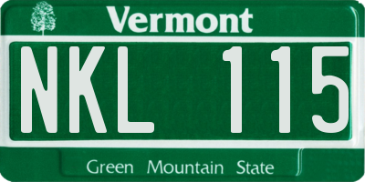 VT license plate NKL115
