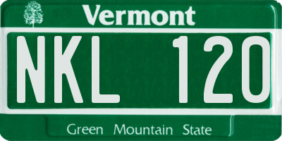 VT license plate NKL120