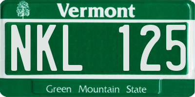 VT license plate NKL125