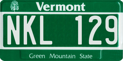 VT license plate NKL129