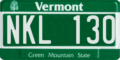 VT license plate NKL130