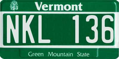 VT license plate NKL136