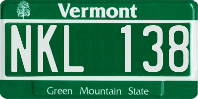 VT license plate NKL138