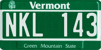 VT license plate NKL143