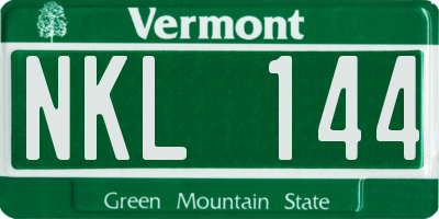 VT license plate NKL144