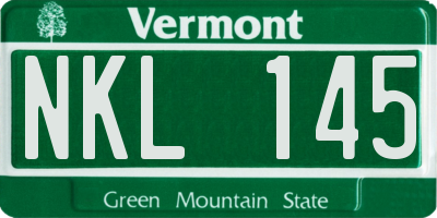 VT license plate NKL145