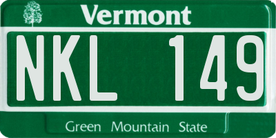 VT license plate NKL149