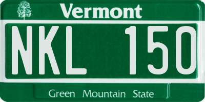VT license plate NKL150