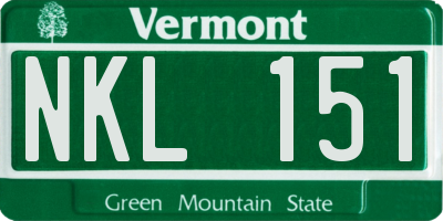 VT license plate NKL151