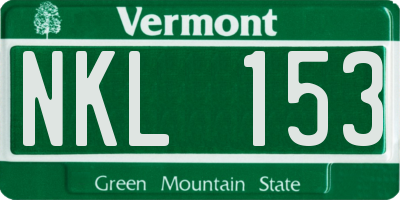 VT license plate NKL153