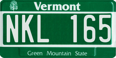 VT license plate NKL165