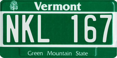 VT license plate NKL167