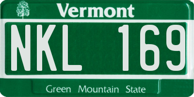 VT license plate NKL169