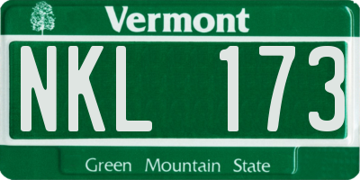 VT license plate NKL173