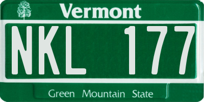 VT license plate NKL177