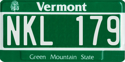 VT license plate NKL179
