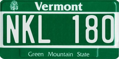 VT license plate NKL180