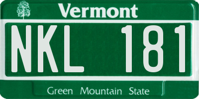 VT license plate NKL181