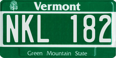 VT license plate NKL182