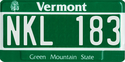 VT license plate NKL183