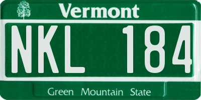 VT license plate NKL184