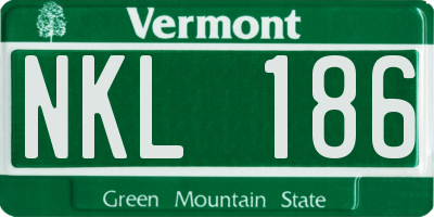 VT license plate NKL186