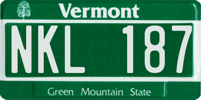 VT license plate NKL187