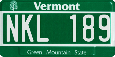 VT license plate NKL189