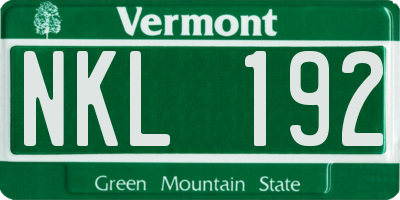 VT license plate NKL192