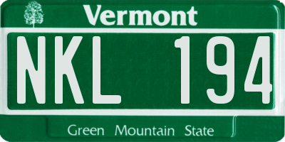 VT license plate NKL194