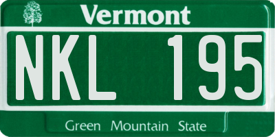 VT license plate NKL195