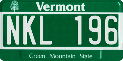 VT license plate NKL196