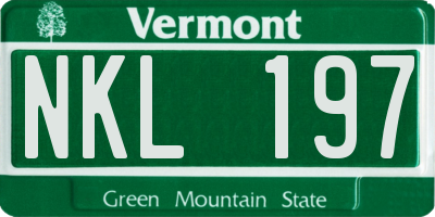VT license plate NKL197